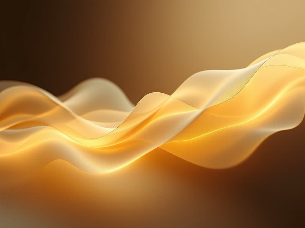 Ivory paper sheets flowing along an arc of gold light